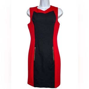 Calvin Klein dress size 4‎ stunning red & black sheath career dress PERFECT❤️❤️